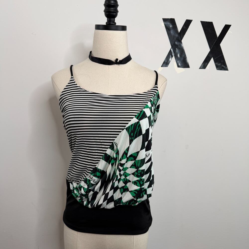 Vintage Y2K Baby Phat Logo Draped Multicolor Cami Tank Top USA Made M